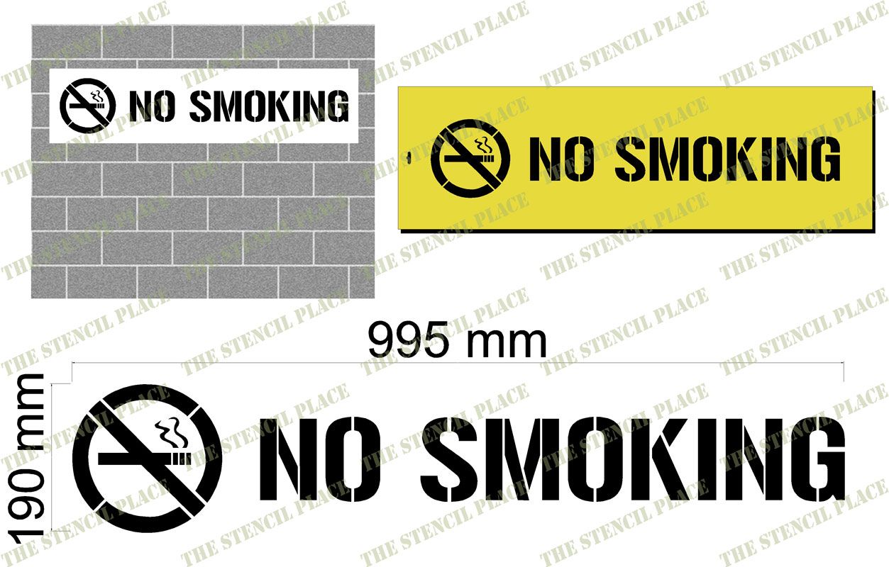 NO SMOKING STENCIL - WITH TEXT & CIGARETTE IN CROSSED CIRCLE - 1.5mm