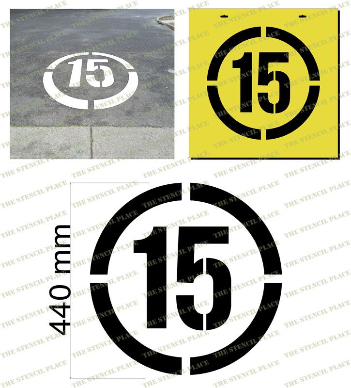 15km/h STENCIL - Number 15 in circle - 1.5mm