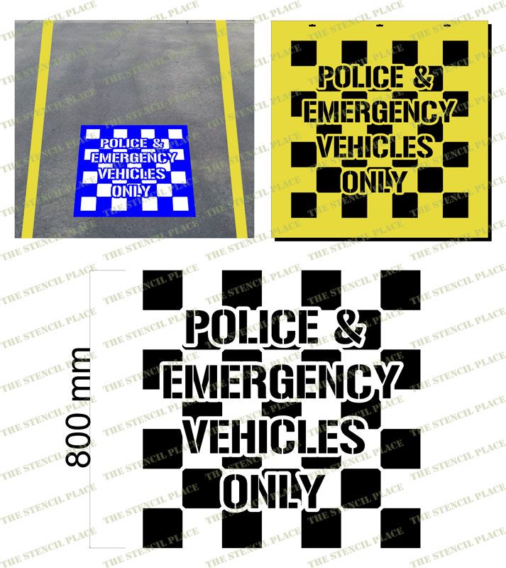 POLICE AND EMERGENCY VEHICLE PARKING STENCIL - 1.5mm