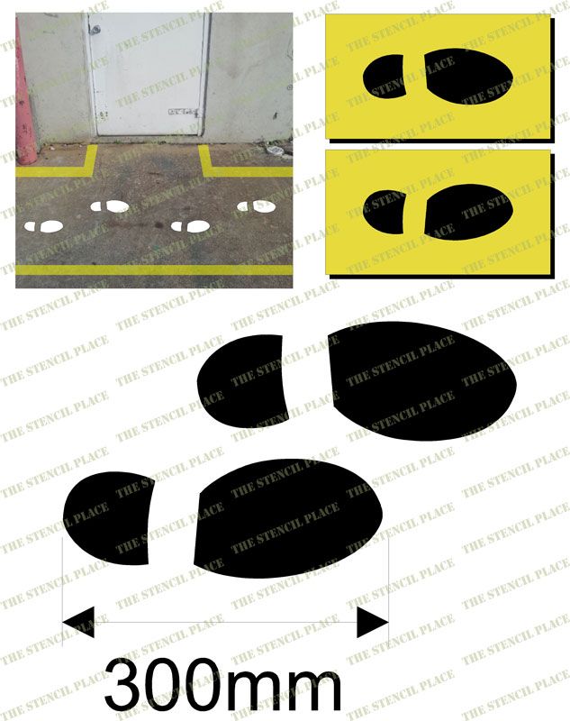 300mm FOOT PRINT STENCILS - set of TWO - 1.5mm