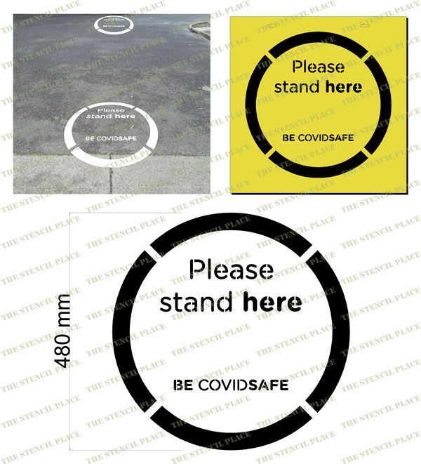 CovidSafe - 'Please stand here' Stencil -1.5mm