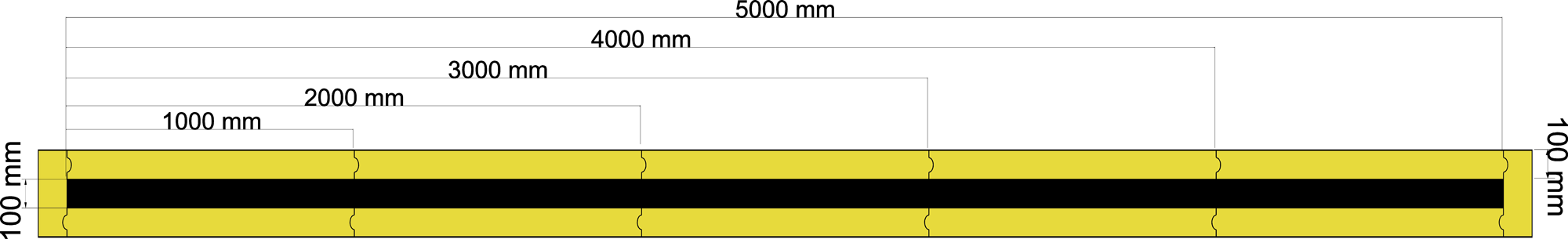 MODULAR 5m Long x 100mm Wide CARPARK PARKING BAY LINE - 1.5mm Thick