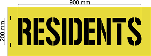 200mm "RESIDENTS" STENCIL - 1.5mm