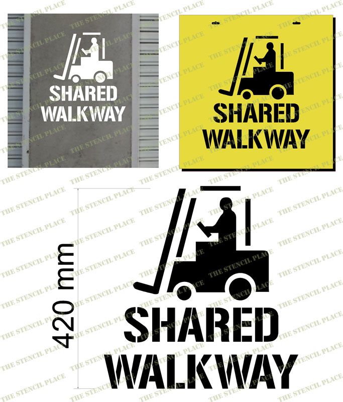 FORKLIFT STENCIL WITH 'SHARED WALKWAY' - 1.5mm