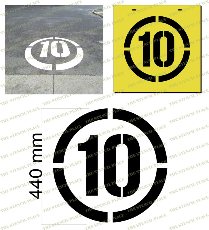 10km/h STENCIL - Number 10 in circle - 1.5mm