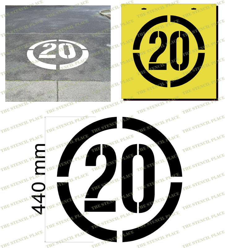 20km/h STENCIL - Number 20 in circle -1.5mm