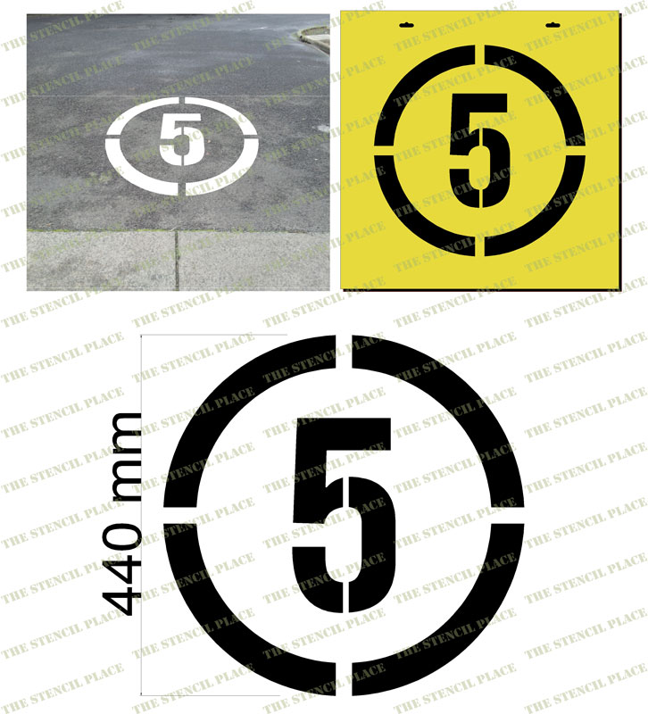 5km/h STENCIL - Number 5 in circle - 1.5mm
