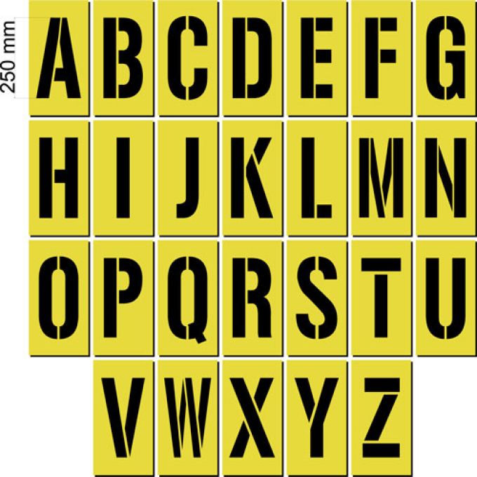 250mm A to Z - ALPHABET STENCIL SET - 1.5mm