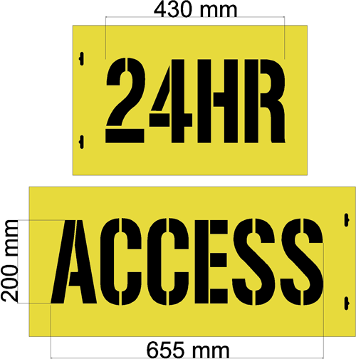 200mm '24HR ACCESS' STENCIL - 1.5mm