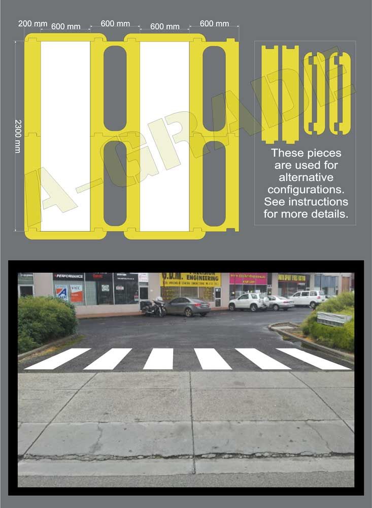 Pedestrian Crossing Modular Stencil Set (Zebra Crossing) - 1.5mm