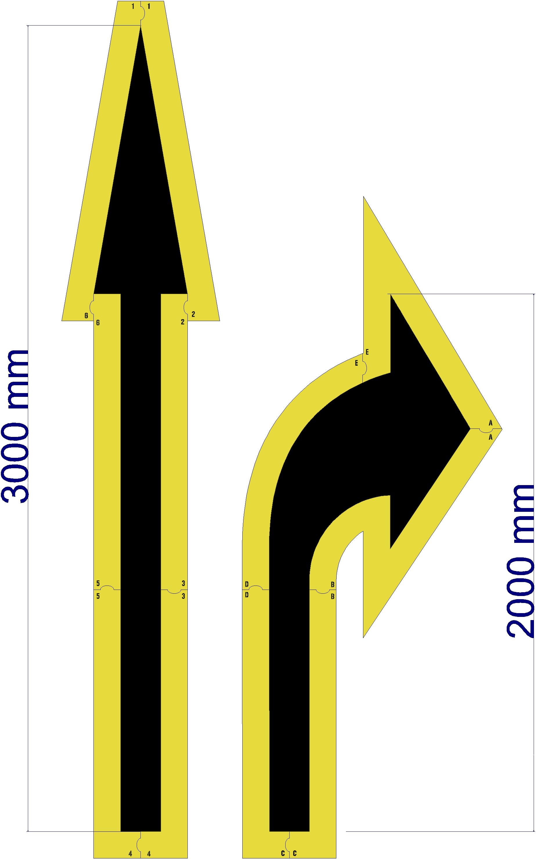 3000mm MODULAR STAIGHT/TURN ARROW STENCILS - 1.5mm