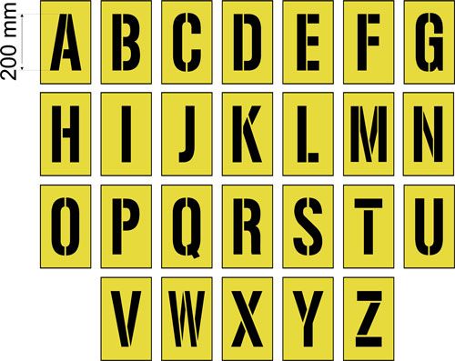 200mm A to Z - ALPHABET STENCIL SET - 1.5mm